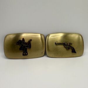 Chambers Best Co. Belt Buckles pistol horse saddle brass vintage